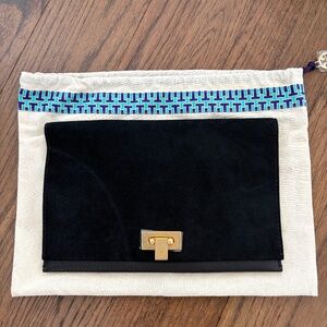 NWT Tory Burch Black suede envelope bag